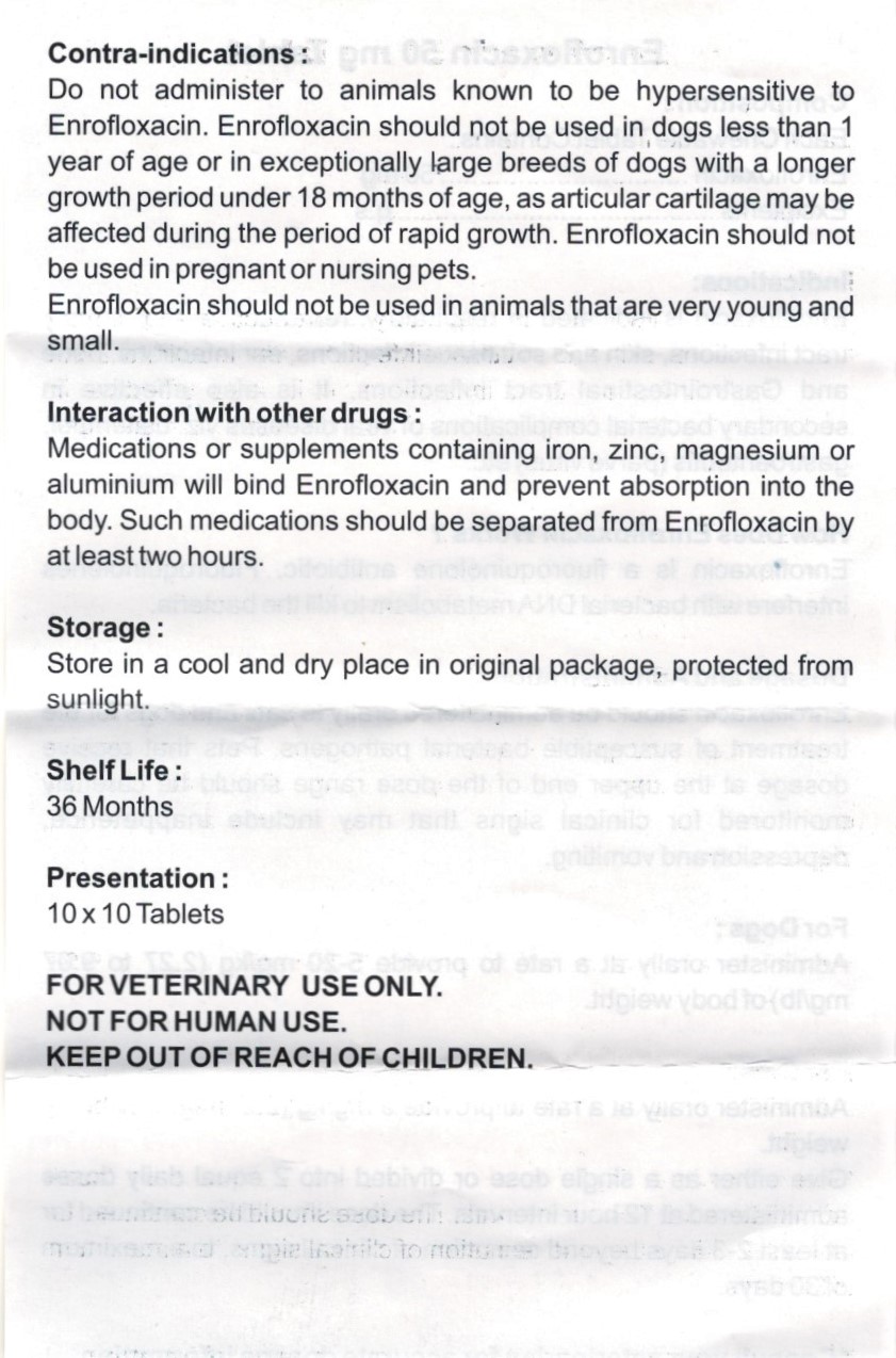 قرص انروفلوکساسین Enrofloxacin) 50mg) آلماتین دارو 2 قرص انروفلوکساسین Enrofloxacin) 50mg) آلماتین دارو